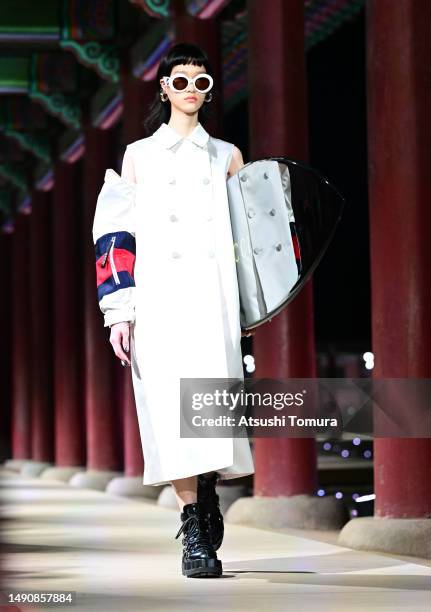 Model walks the runway during the Gucci Seoul Cruise 2024 fashion show at Gyeongbokgung Palace on May 16, 2023 in Seoul, South Korea.