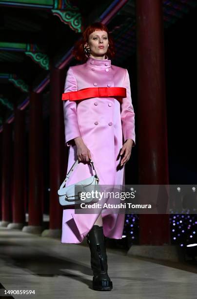 Model walks the runway during the Gucci Seoul Cruise 2024 fashion show at Gyeongbokgung Palace on May 16, 2023 in Seoul, South Korea.