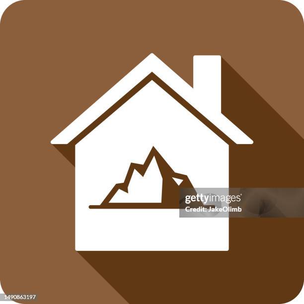 house mountain icon silhouette - arctic stock illustrations