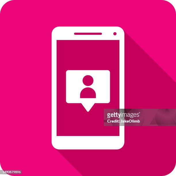speech bubble follower smartphone icon silhouette - auto post production filter stock illustrations