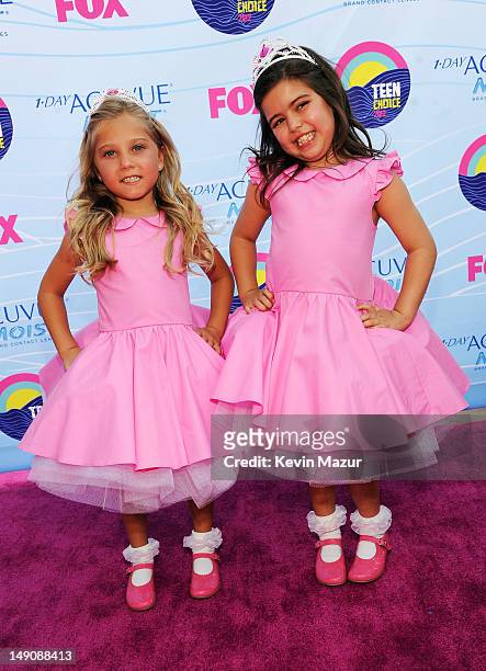 Sophia Grace Brownlee and Rosie McClelland arrive at the 2012 Teen Choice Awards at Gibson Amphitheatre on July 22, 2012 in Universal City,...