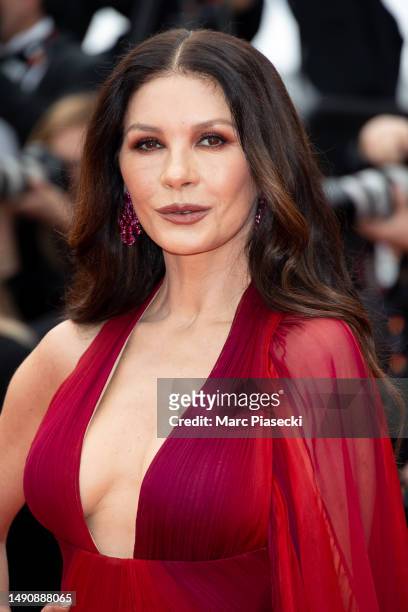 Catherine Zeta-Jones attends the "Jeanne du Barry" Screening & opening ceremony red carpet at the 76th annual Cannes film festival at Palais des...