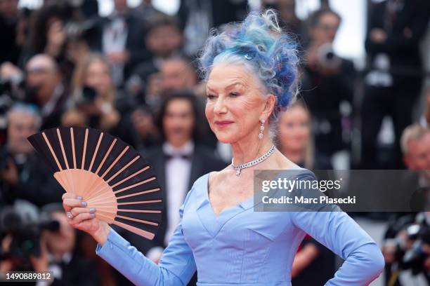 Helen Mirren attends the "Jeanne du Barry" Screening & opening ceremony red carpet at the 76th annual Cannes film festival at Palais des Festivals on...