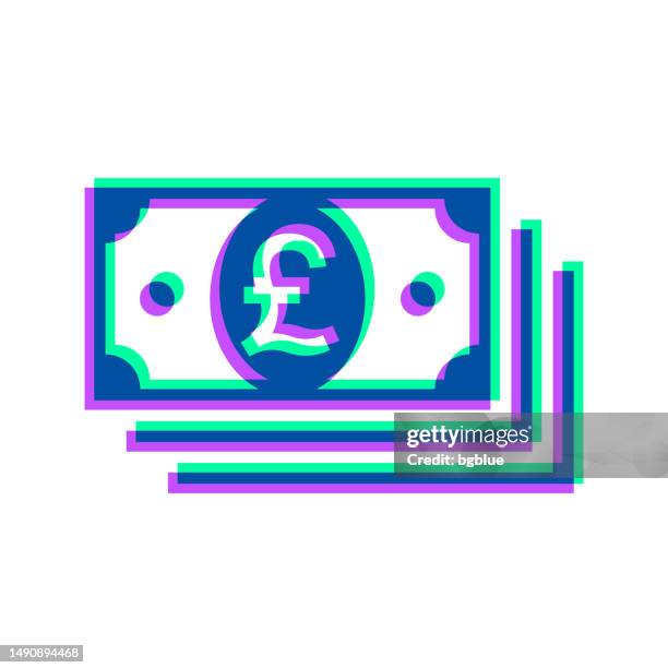 pound banknotes. icon with two color overlay on white background - pound note white background stock illustrations