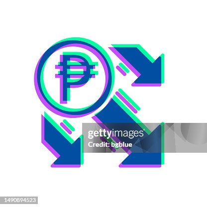 Peso decrease. Icon with two color overlay on white background Peso decrease. Icon with two color overlay on white background