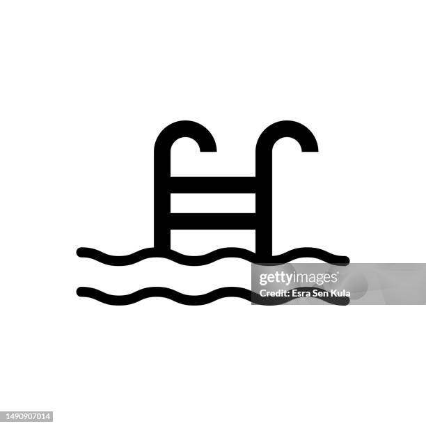 swimming pool icon design with editable stroke. suitable for web page, mobile app, ui, ux and gui design. - poolside stock illustrations
