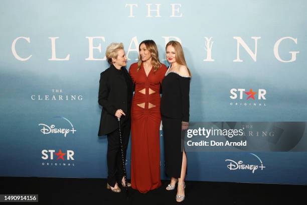 Kate Mulvany, Claudia Karvan and Miranda Otto attend the Australian premiere of "The Clearing" on May 17, 2023 in Sydney, Australia.