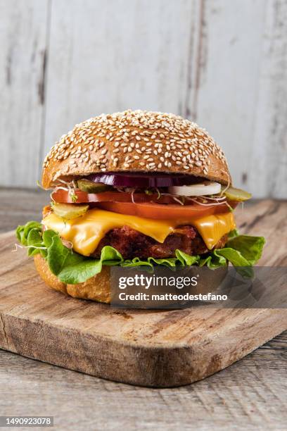 vegan burger - cheddar cheese stock pictures, royalty-free photos & images