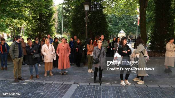 Several people participate during a rally as a sign of repulsion and condemnation for the murder of a woman in Orio, in front of the Provincial...