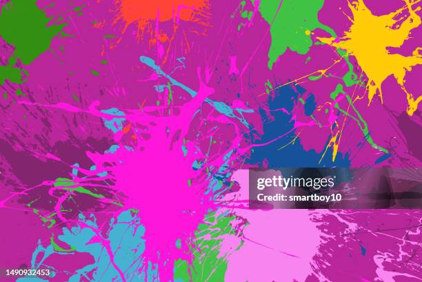 abstract paint splash background - multi colored background artwork acrylic stock illustrations