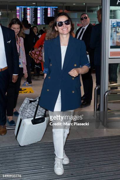 Virginie Ledoyen is seen at Nice Airport during the 76th Cannes film festival on May 17, 2023 in Nice, France.