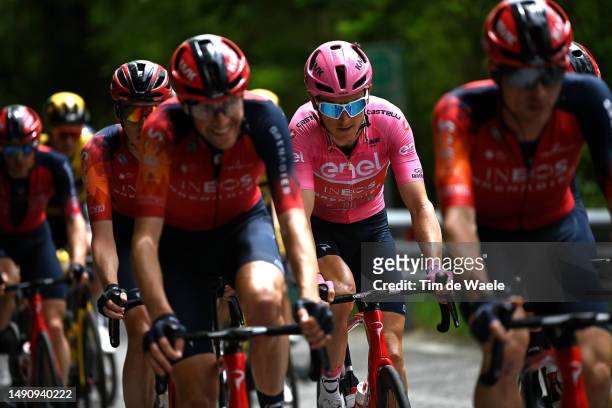 Geraint Thomas of The United Kingdom and Team INEOS Grenadiers - Pink Leader Jersey competes during the 106th Giro d'Italia 2023, Stage 11 a 219km...