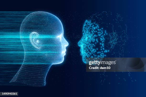 facial recognition system - chatbot face stock illustrations