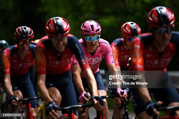 Geraint Thomas of The United Kingdom and Team INEOS Grenadiers - Pink Leader Jersey competes during the 106th Giro d'Italia 2023, Stage 11 a 219km...