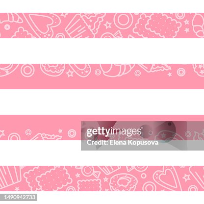 Confectionery seamless pattern in flat style. Creative colored striped background with confectionery patterns. Confectionery seamless pattern in flat style. Creative colored striped background with confectionery patterns.