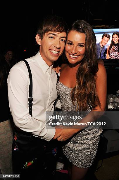 Actors Kevin McHale and Lea Michele attend the 2012 Teen Choice Awards at Gibson Amphitheatre on July 22, 2012 in Universal City, California.