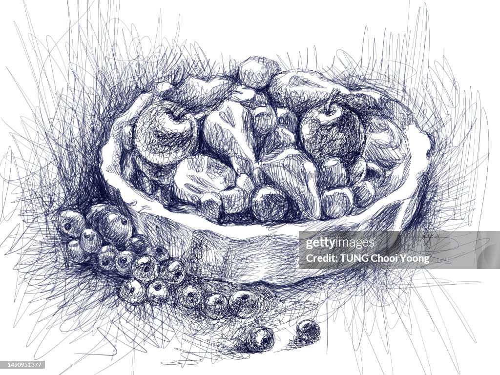 Fruit pie line doodle