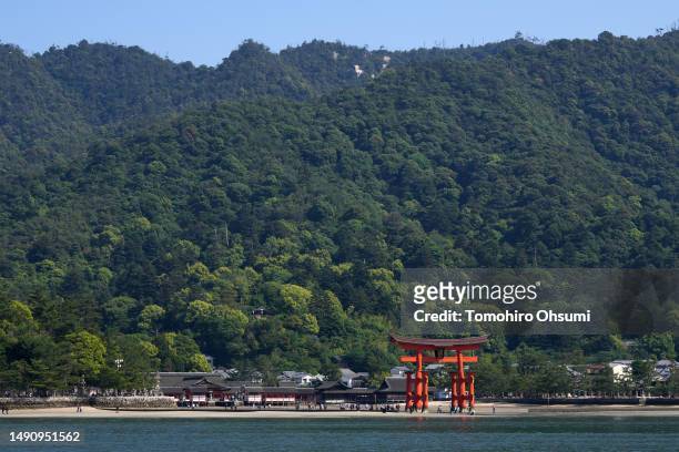 The Grand Torii Gate is seen at Itsukushima Shrine on Miyajima Island where leaders of the Group of 7 countries are scheduled to visit on May 17,...