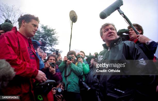 March 1994, Bisham Abbey - England football squad training session and media day - Paul Gascoigne and coach Terry Venables.