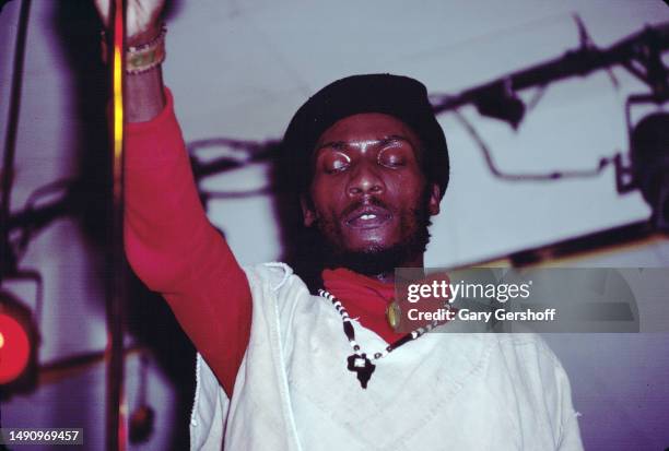 Jamaican Reggae, Soul, & Ska musician Jimmy Cliff performs onstage at My Father's Place, Roslyn, New York, November 25, 1979.