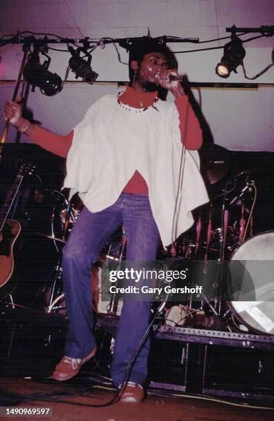 Jamaican Reggae, Soul, & Ska musician Jimmy Cliff performs onstage at My Father's Place, Roslyn, New York, November 25, 1979.