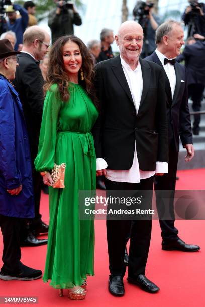 Manuela Lucá-Dazio and Painter Anselm Kiefer attend the "Anselm" red carpet during the 76th annual Cannes film festival at Palais des Festivals on...