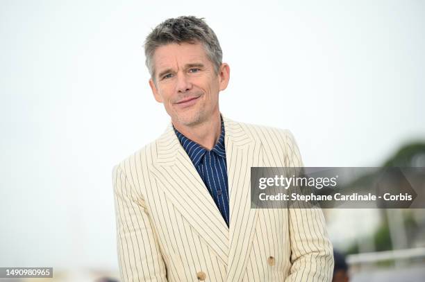 Ethan Hawke attends the "Strange Way Of Life" photocall at the 76th annual Cannes film festival at Palais des Festivals on May 17, 2023 in Cannes,...