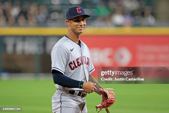 Braya Rocchio Brayan Rocchio of the Cleveland Guardians looks on during the eighth ...