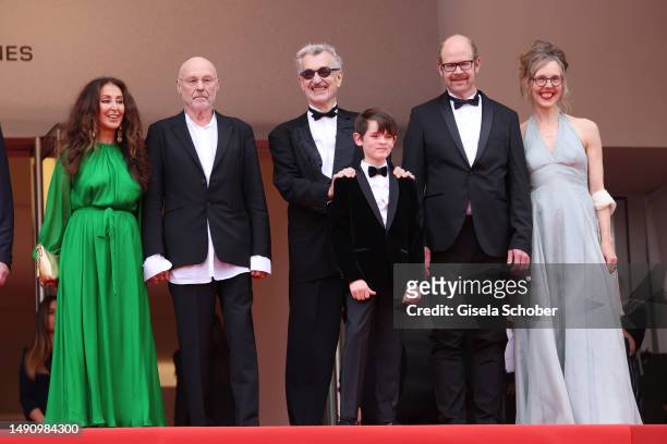 Manuela Lucá-Dazio, Anselm Kiefer, Wim Wenders, Anton Wenders, Daniel Kiefer and Donata Wenders attend the "Anselm" red carpet during the 76th annual...