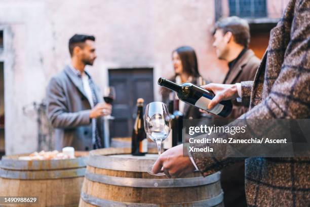 wine tasting at a vineyard estate - incidental people stock pictures, royalty-free photos & images