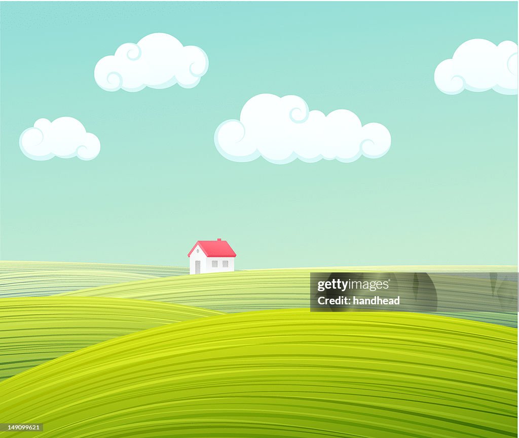 Lone house on hills