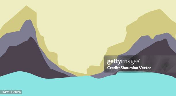 abstract mountain landscape background with retro boho design - scandinavian interior stock illustrations