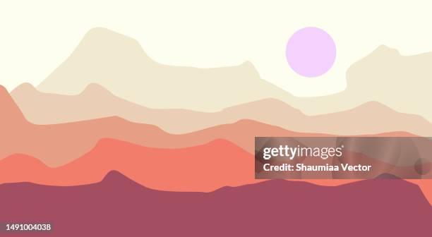 abstract mountain landscape background with retro boho design - scandinavian interior stock illustrations