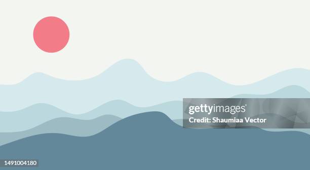 abstract mountain landscape background with retro boho design - scandinavian interior stock illustrations
