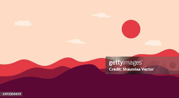 abstract mountain landscape background with retro boho design - scandinavian interior stock illustrations