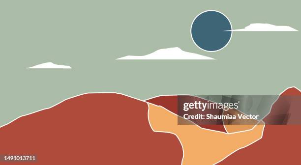 abstract mountain landscape background with retro boho design - scandinavian interior stock illustrations