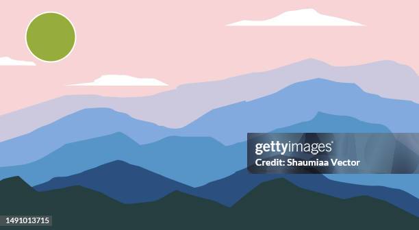 abstract mountain landscape background with retro boho design - scandinavian interior stock illustrations