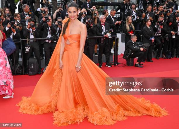 Sara Sampaio attends the "Monster" red carpet during the 76th annual Cannes film festival at Palais des Festivals on May 17, 2023 in Cannes, France.