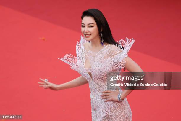 Zhang Yuqi attends the "Monster" red carpet during the 76th annual Cannes film festival at Palais des Festivals on May 17, 2023 in Cannes, France.