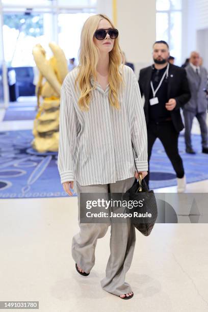 Elle Fanning is seen during the 76th Cannes film festival at Hotel Martinez on May 17, 2023 in Cannes, France.