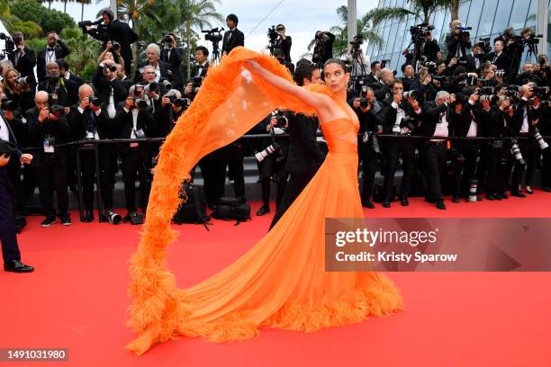 Sara Sampaio attends the "Monster" red carpet during the 76th annual Cannes film festival at Palais des Festivals on May 17, 2023 in Cannes, France.