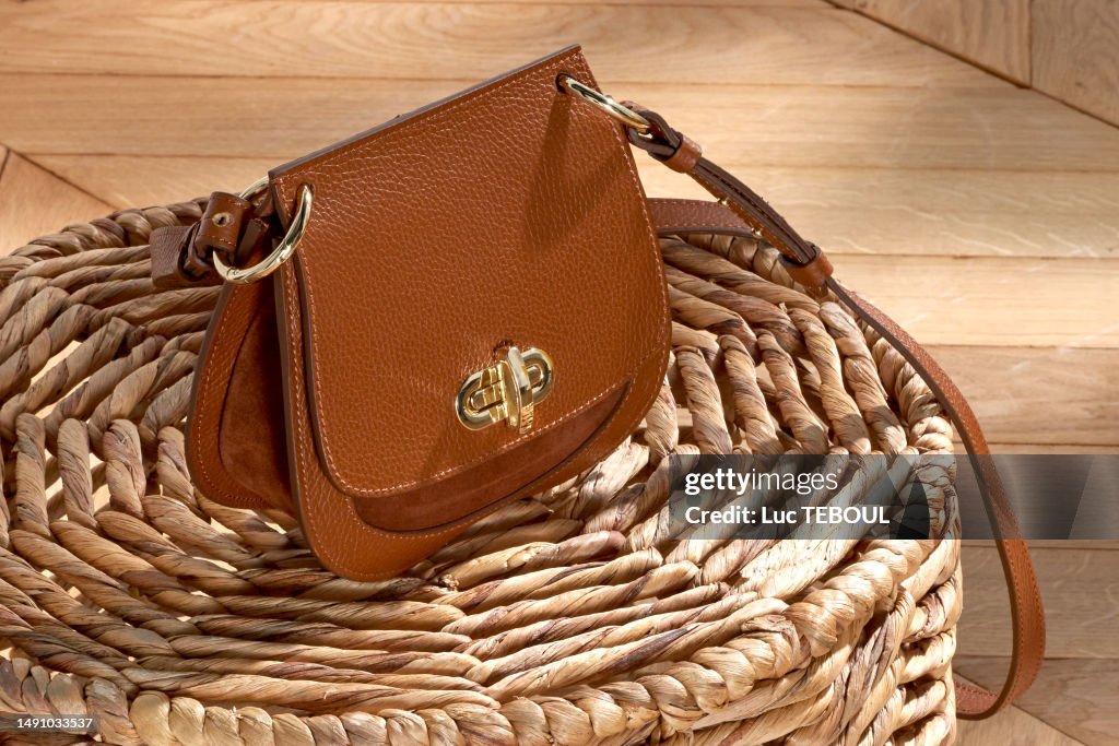 Brown leather handbag