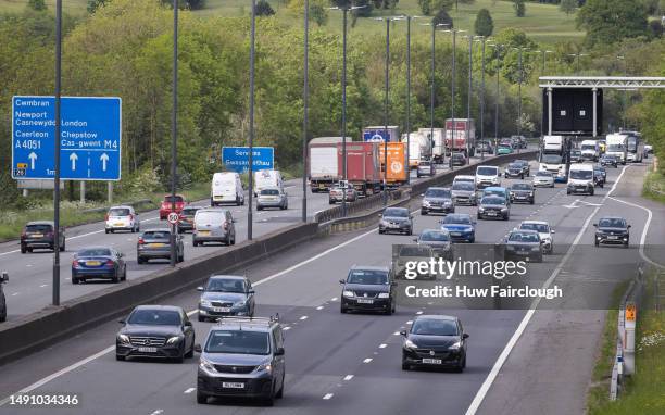 View of the Heavy Traffic Flow on the M4 travelling west towards Cardiff as the Capitol is preparing to host Beyoncé in Concert at the Principality...