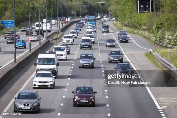 View of the Heavy Traffic Flow on the M4 travelling west towards Cardiff as the Capitol is preparing to host Beyoncé in Concert at the Principality...