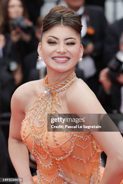 Urvashi Rautela attends the "Monster" red carpet during the 76th annual Cannes film festival at Palais des Festivals on May 17, 2023 in Cannes,...