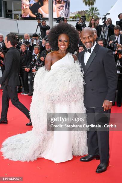 Viola Davis and Julius Tennon attend the "Monster" red carpet during the 76th annual Cannes film festival at Palais des Festivals on May 17, 2023 in...