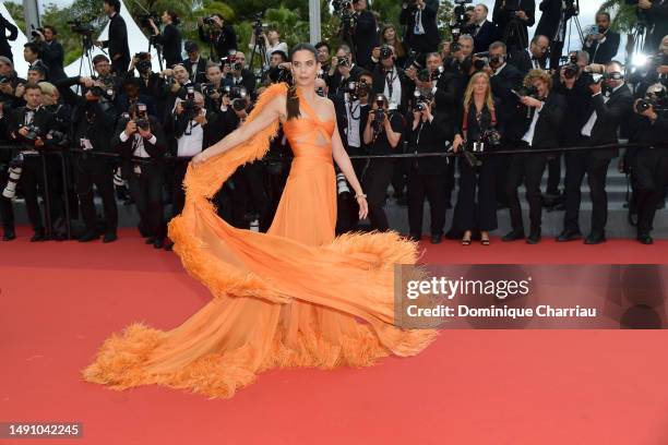 Sara Sampaio attends the "Monster" red carpet during the 76th annual Cannes film festival at Palais des Festivals on May 17, 2023 in Cannes, France.