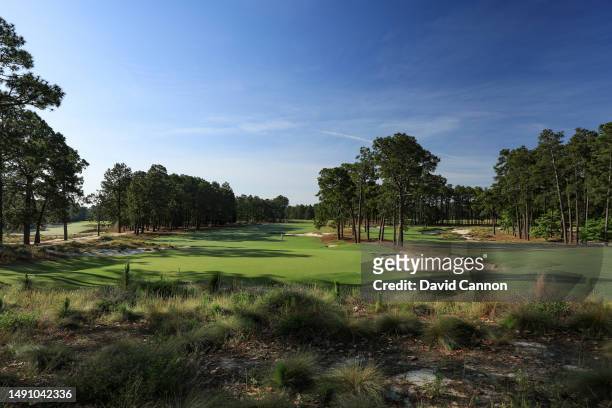 View from behind the green on the par 5, 16th hole with the par 3, 17th hole on the Pinehurst No.2 Course which will be the host course for the 2024...