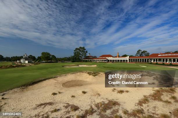 View of the par 4, 18th green and the clubhouse on The Pinehurst No.2 Course which will be the host venue for the 2024 US Open Championship at The...