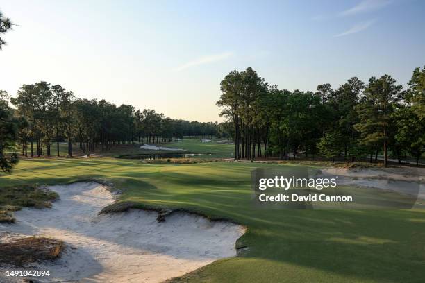 View of the green on the par 3, 16th hole of the Pinehurst No.2 Course which will be the host course for the 2024 US Open Championship at The...
